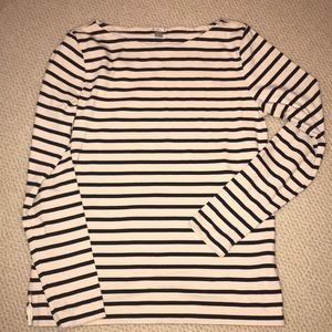 JCREW navy and cream striped long sleeve shirt